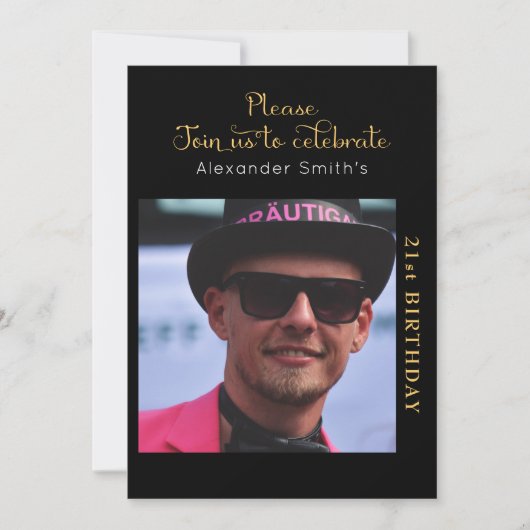Uw foto 21st verjaardag zwart en goud kaart (Voorkant)