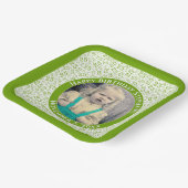 Uw foto 25 Willekeurig Getal Patroon Groen/Wit Papieren Bordje (Gebogen)