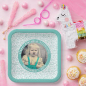 Uw foto 25 Willekeurig getallenpatroon Blauwgroen/ Papieren Bordje (Feest)