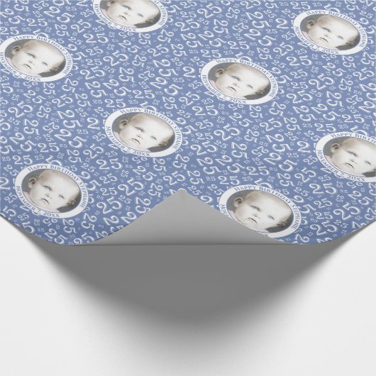 Uw foto | 25e Blauw Random Number Pattern Cadeaupapier (Hoek)