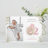 Uw foto 2e verjaardag meisje flat dank u kaart (Staand voorkant)