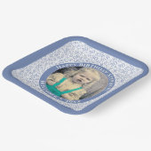 Uw foto 30 Willekeurig Getal Patroon Blauw/Wit Papieren Bordje (Gebogen)