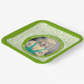 Uw foto 30 Willekeurig Getal Patroon Groen/Wit Papieren Bordje (Gebogen)