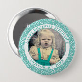 Uw foto 30th Birthday Number Pattern | BLAUWGROEN Ronde Button 4,0 Cm (Voorkant /achterkant)