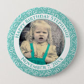 Uw foto 30th Birthday Number Pattern | BLAUWGROEN Ronde Button 4,0 Cm (Voorkant)