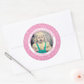 Uw foto 30th Birthday Number | Roze/wit 30 Ronde Sticker (Envelop)