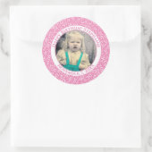 Uw foto 30th Birthday Number | Roze/wit 30 Ronde Sticker (Tas)