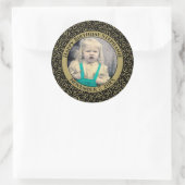Uw foto 30th Birthday Number | Zwart/goud 30 Ronde Sticker (Tas)
