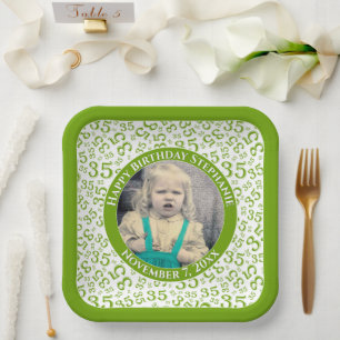 Uw foto 35 Willekeurig Getal Patroon Geen/Wit Papieren Bordje