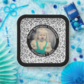 Uw foto 35 Willekeurig Getal Patroon Zwart/Wit Papieren Bordje (Feest)