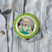 Uw foto 35th Birthday Number Pattern | Groen Ronde Button 4,0 Cm (In situ)