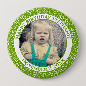 Uw foto 35th Birthday Number Pattern | Groen Ronde Button 4,0 Cm (Voorkant)