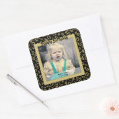 Uw foto: 40e nummer Patroon Goud en zwart Vierkante Sticker (Envelop)