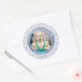 Uw foto 40e willekeurige nummer patroon blauw ronde sticker (Envelop)