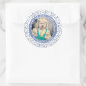 Uw foto 40e willekeurige nummer patroon blauw ronde sticker (Tas)