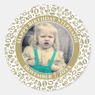 Uw foto 40e willekeurige nummer patroon goud ronde sticker