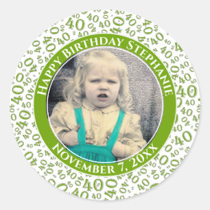 Uw foto 40e willekeurige nummer patroon groen ronde sticker