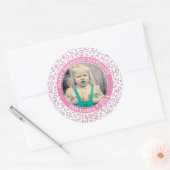 Uw foto 40e willekeurige nummer patroon roze ronde sticker (Envelop)
