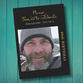 Uw foto 40th Birthday Black en Gold Kaart