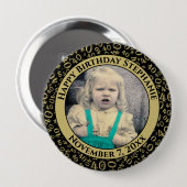 Uw foto 40th Birthday Number Pattern Black/Gold Ronde Button 4,0 Cm (Voorkant /achterkant)