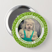 Uw foto 40th Birthday Number Pattern | Groen Ronde Button 4,0 Cm (Voorkant /achterkant)
