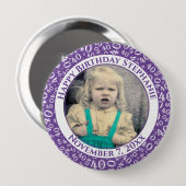 Uw foto 40th Birthday Number Pattern | PAARS Ronde Button 4,0 Cm (Voorkant /achterkant)