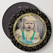 Uw foto:  40th Number Pattern Gold en Black Ronde Button 6,0 Cm (Voorkant /achterkant)