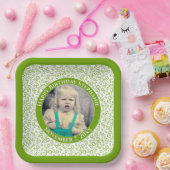 Uw foto 50 Willekeurig Getal Patroon Groen/Wit Papieren Bordje (Feest)