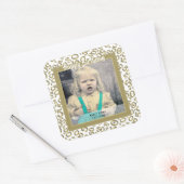 Uw foto: 50e Nummer Patroon Goud en Wit Vierkante Sticker (Envelop)