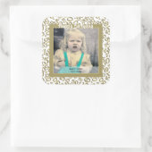 Uw foto: 50e Nummer Patroon Goud en Wit Vierkante Sticker (Tas)