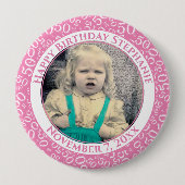 Uw foto 50th Birthday Number Pattern | Roze Ronde Button 4,0 Cm (Voorkant)