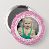Uw foto 55th Birthday Number Pattern | Roze Ronde Button 4,0 Cm (Voorkant /achterkant)