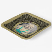 Uw foto 60 Random Number Pattern Zwart/Goud Papieren Bordje (Gebogen)