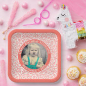 Uw foto 60 Willekeurig getal Patroon Koraal/Wit Papieren Bordje (Feest)