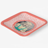 Uw foto 60 Willekeurig getal Patroon Koraal/Wit Papieren Bordje (Gebogen)