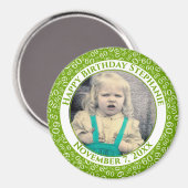 Uw foto 60e verjaardag nummer patroon | Groen Magneet (Voorkant / Achterkant)