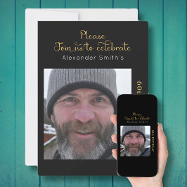 Uw foto 60th Birthday Black Gold-uitnodiging Kaart