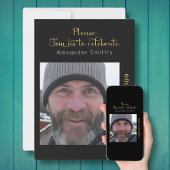 Uw foto 60th Birthday Black Gold-uitnodiging Kaart