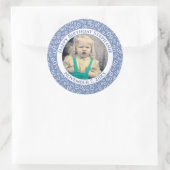 Uw foto 60th Birthday Number | Blauw/wit 60 Ronde Sticker (Tas)