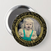 Uw foto 60th Birthday Number Pattern Black/Gold Ronde Button 4,0 Cm (Voorkant /achterkant)