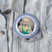 Uw foto 60th Birthday Number Pattern | Blauw Ronde Button 4,0 Cm (In situ)