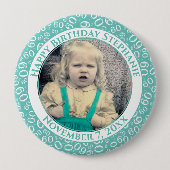 Uw foto 60th Birthday Number Pattern | BLAUWGROEN Ronde Button 4,0 Cm (Voorkant)