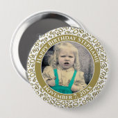 Uw foto 60th Birthday Number Pattern Gold Ronde Button 4,0 Cm (Voorkant /achterkant)
