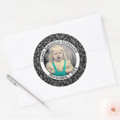 Uw foto 60th Birthday Number | Zwart/wit 60 Ronde Sticker (Envelop)