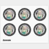 Uw foto 60th Birthday Number | Zwart/wit 60 Ronde Sticker (Vel)