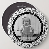 Uw foto: 60th Number Pattern Black and White Ronde Button 6,0 Cm (Voorkant /achterkant)