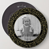Uw foto:  60th Number Pattern Gold en Black Ronde Button 6,0 Cm (Voorkant /achterkant)
