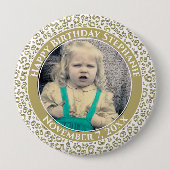 Uw foto 65th Birthday Number Pattern | Goud Ronde Button 4,0 Cm (Voorkant)
