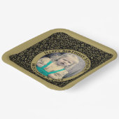 Uw foto 70 Random Number Pattern Zwart/Goud Papieren Bordje (Gebogen)