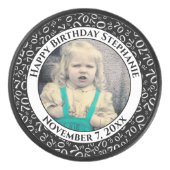 Uw foto 70e willekeurige nummerpatroon zwart/wit hockey puck (Voorkant)